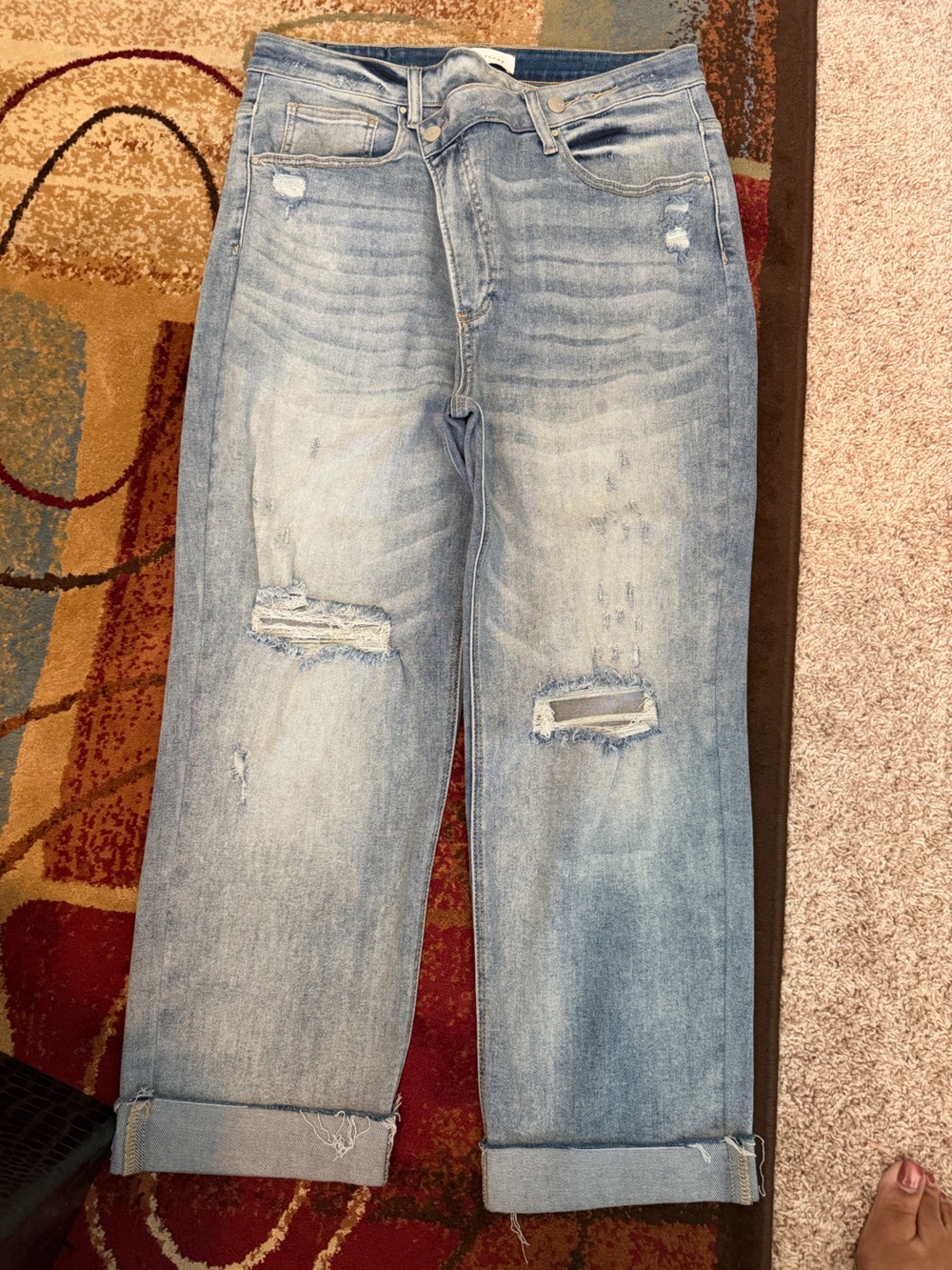 Light Blue Distressed Jeans - Women's Stretch Denim